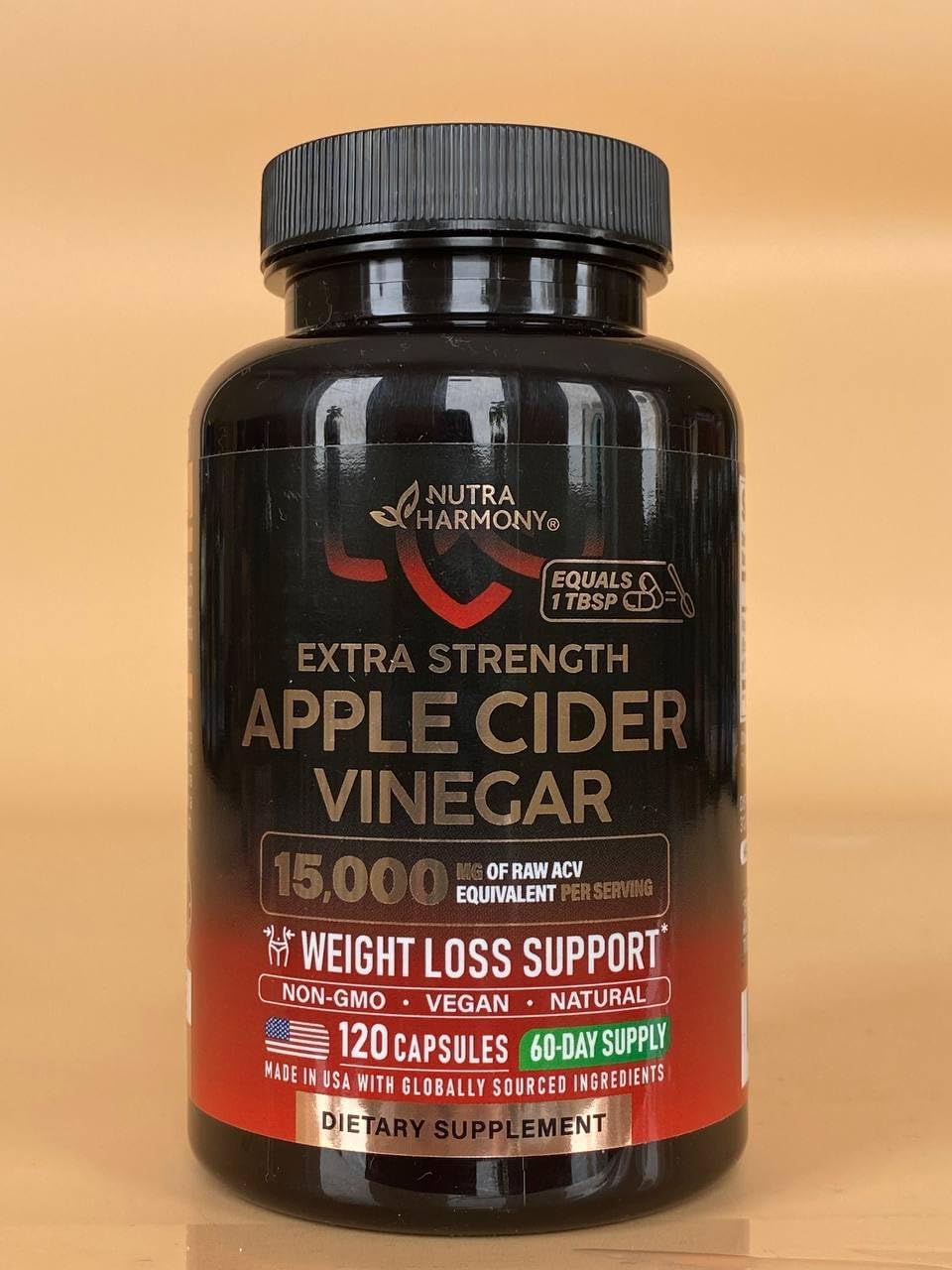Apple Cider Vinegar Capsules – 15000 mg of Raw Apple Cider Vinegar Equivalent