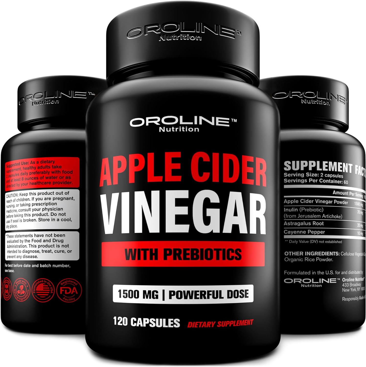 Apple Cider Vinegar Pills with Prebiotic, 2 Month Supply – Apple Cider Vinegar Capsules – Apple Cider Vinegar Supplements, Apple Vinegar Tablets – Energy and Gut Health Support
