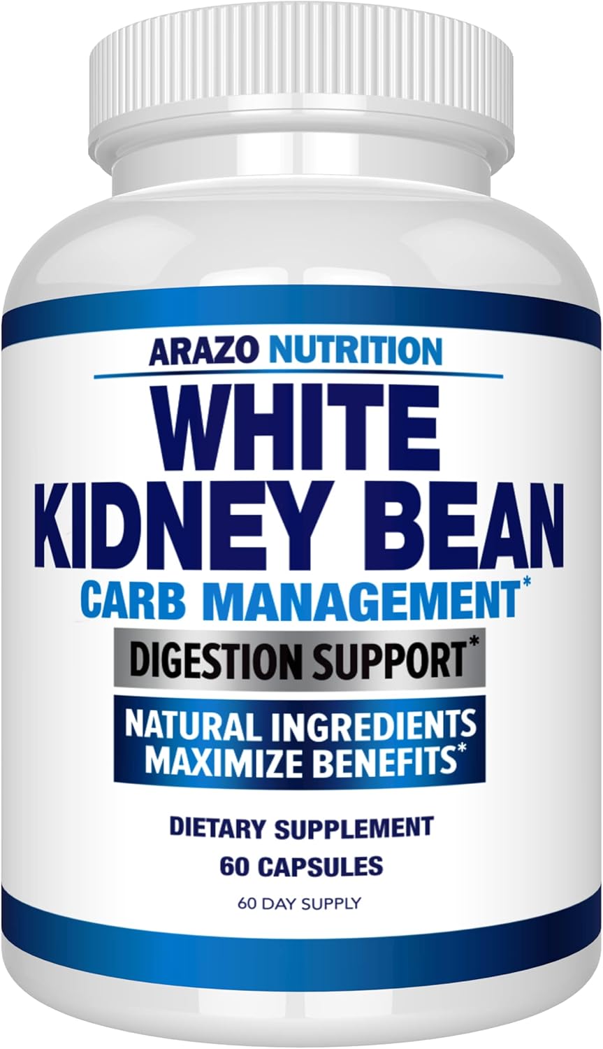 Arazo Nutrition White Kidney Bean Extract – 100% Pure Carb Blocker and Fat Absorber for Weight Support – Intercept Carbs