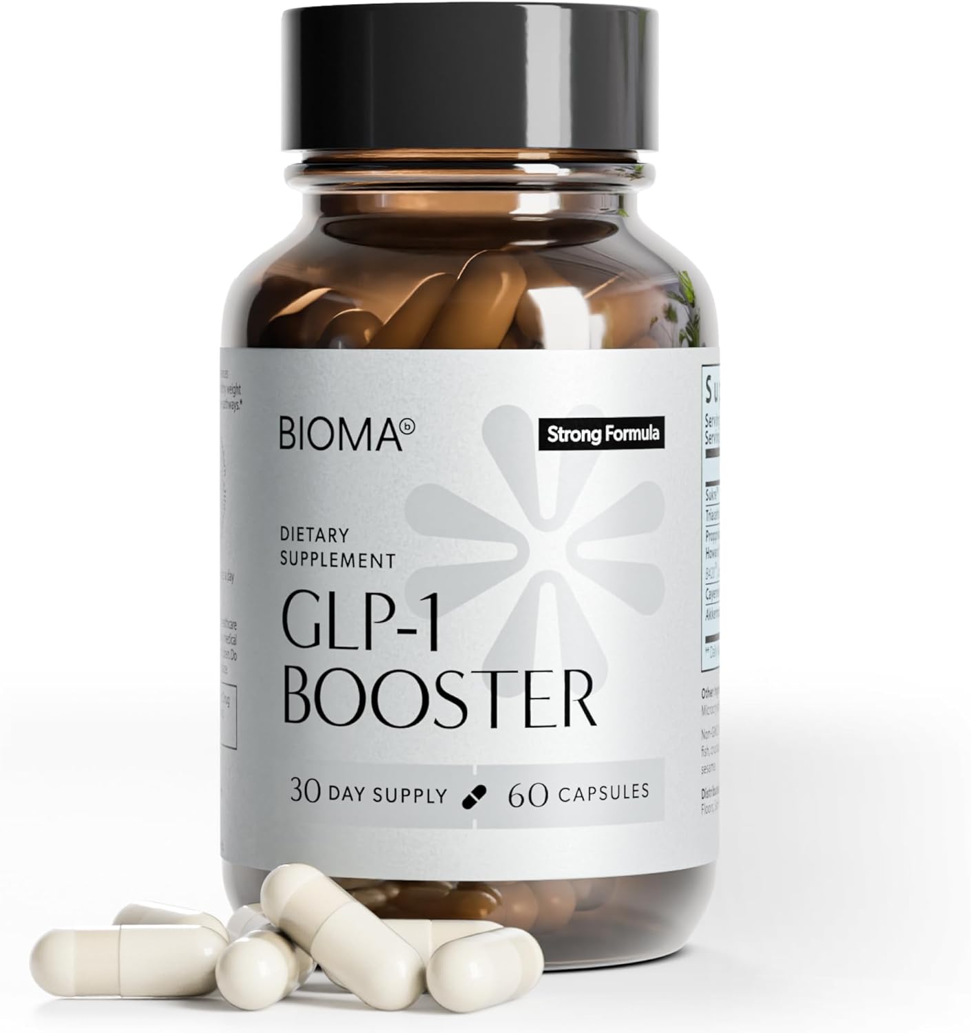BIOMA GLP-1 Booster – Natural Appetite Control Supplement with Clinically Proven Probiotics, Prebiotics & Postbiotics – Support Weight Management & Satiety, (60 Capsules – 30 Day Supply)