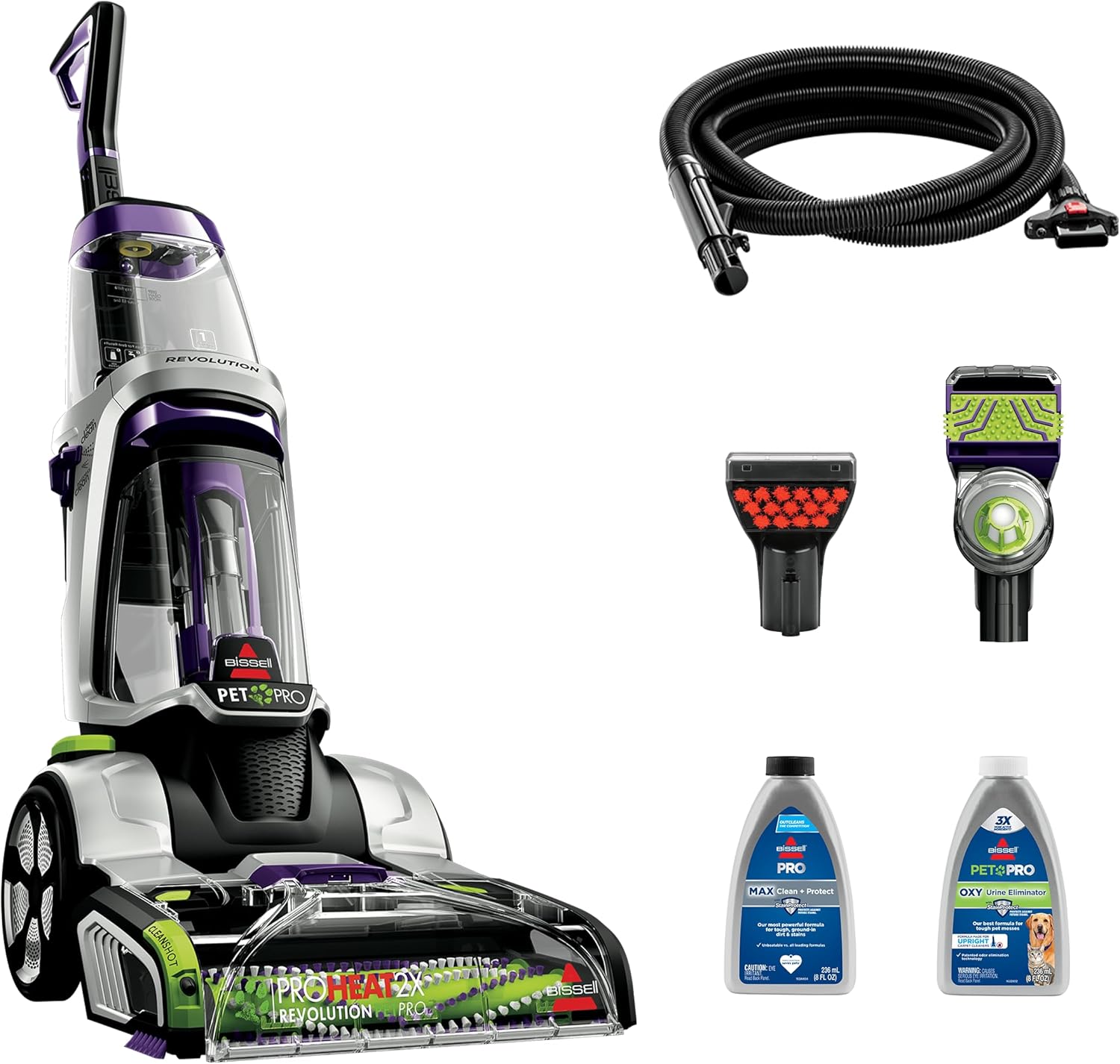BISSELL ProHeat 2X Revolution Pet Pro Plus, 3588F, Upright Deep Cleaner, 30-minute Dry Time, Dual Dirt Lifter Powerbrush, Hose & Tool Attachment, Pet Upholstery and Tough Stain Tool Included