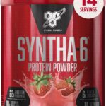 BSN SYNTHA-6 Premium Protein Powder with 6g of Fiber, Whey Isolate, Micellar Casein, Milk Protein Isolate, 6g of Fat, Strawberry Milkshake, 14 Servings, 1.45 Pound (Packaging May Vary)