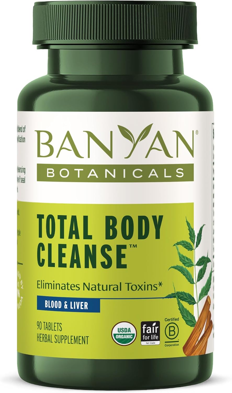 Banyan Botanicals Organic Total Body Cleanse – Systemic Detox & Metabolic Reset Supplement – with Manjistha & Amla for Liver and Blood Purity – 90 Tablets – USDA Organic