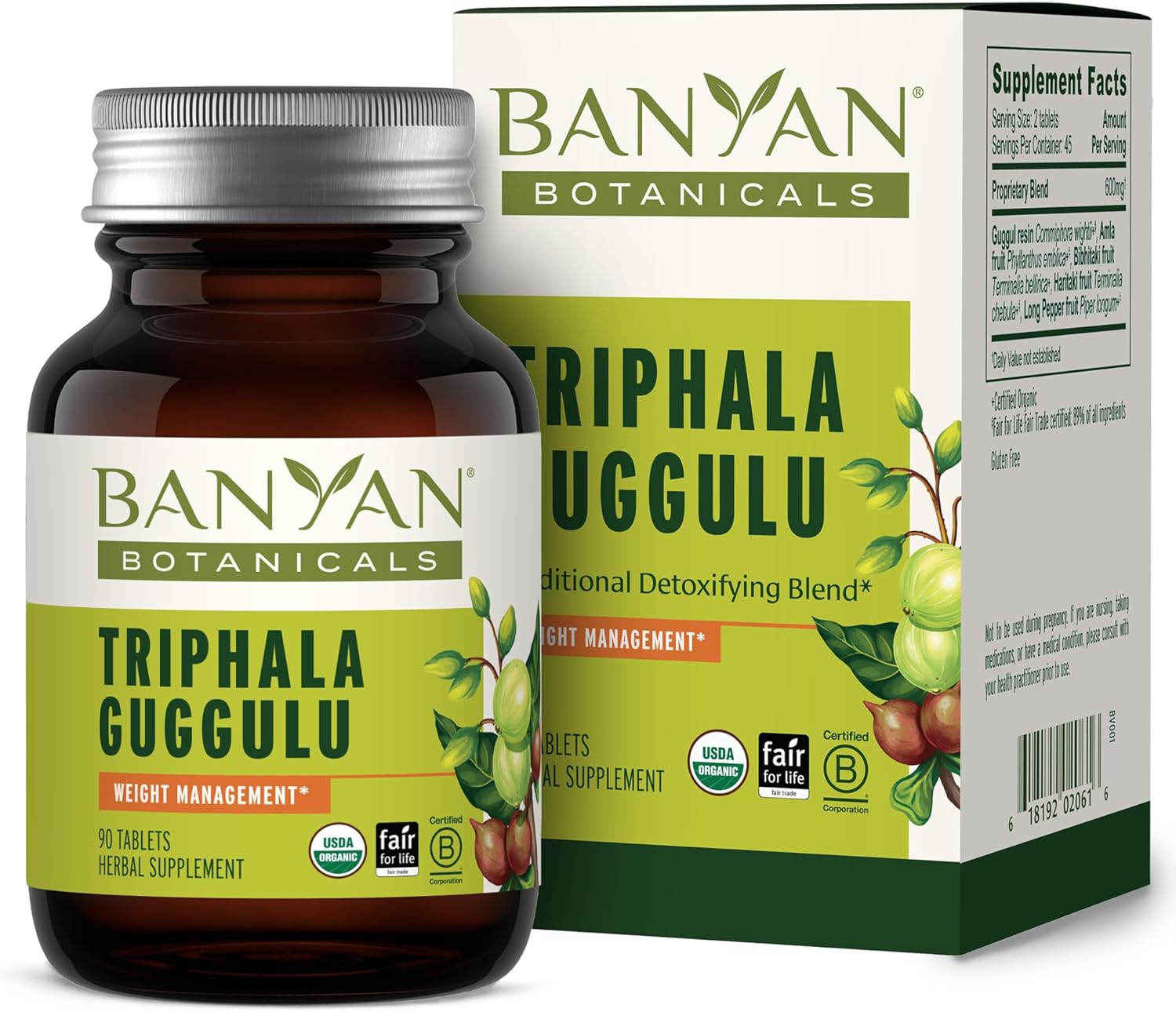 Banyan Botanicals Organic Triphala Guggulu – Deep Tissue Detox & GI Tract Support – Advanced Herbal Cleansing Supplement with Guggulu Resin – Systemic Waste Elimination – 90 Tablets – USDA Organic