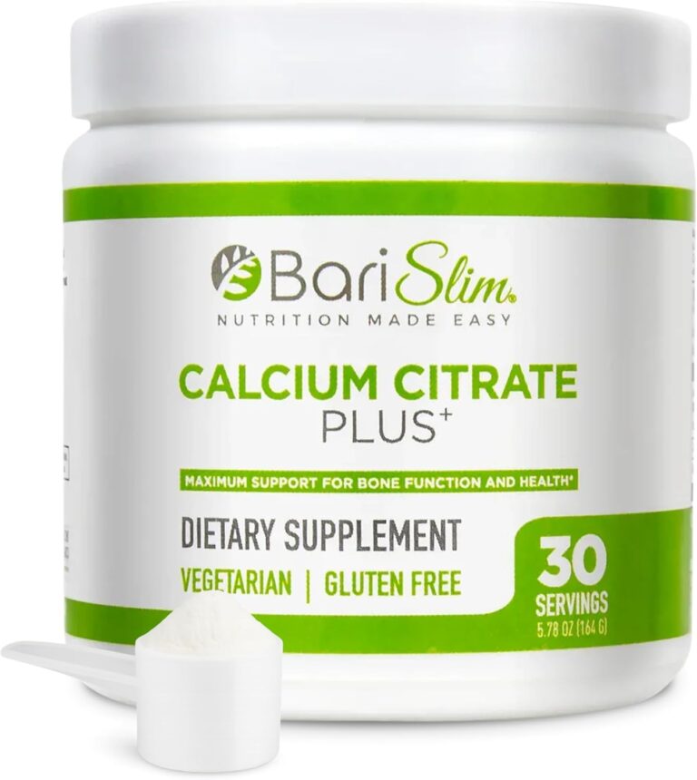 BariSlim Bariatric Calcium Citrate Plus Powder - Formulated for Patients After Weight Loss Surgery - Maximum Support for Bone Function and Health - Easy Digestion and Absorption | 600 mg (30 Servings)