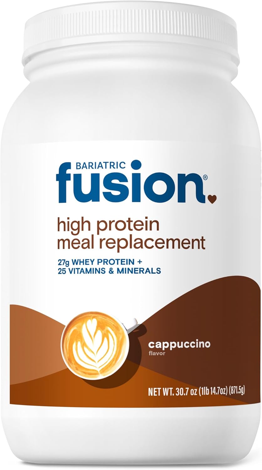 Bariatric Fusion Cappucino Meal Replacement 27g Protein Powder, 21 Serving Tub for Bariatric Surgery Patients Including Gastric Bypass and Sleeve Gastrectomy – No Gluten, Aspartame or Sugar