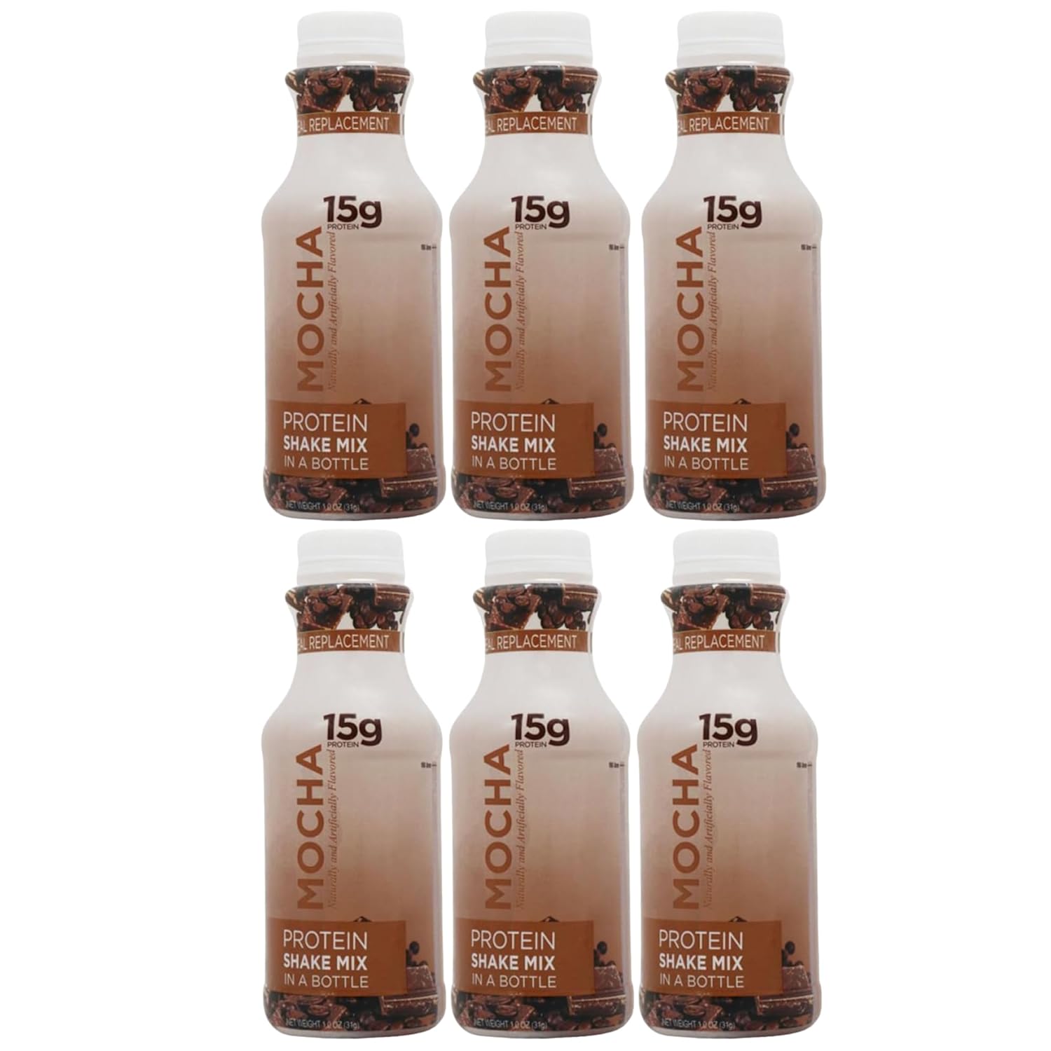BariatricPal 15g Protein Shake Mix in a Bottle – Mocha Cream (6-Pack)