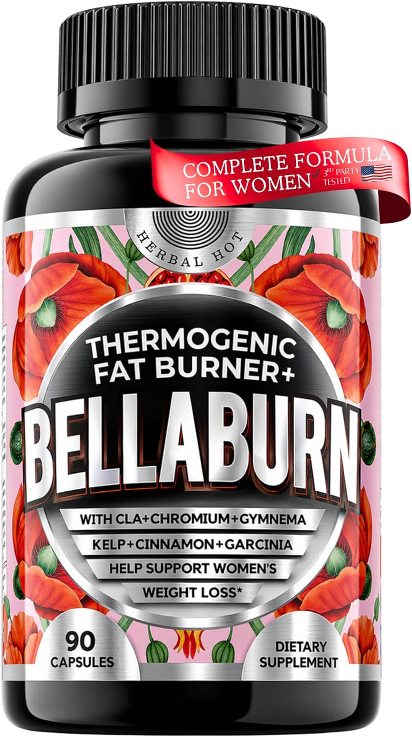 Bellaburn – Belly Fat Burner for Women, Appetite Suppressant for Weight Loss, Metabolism Booster, Thermogenic Fat Burners, Diet Pills that Work Fast, Weight Loss Pills, USA Made, 3rd Party-Tested