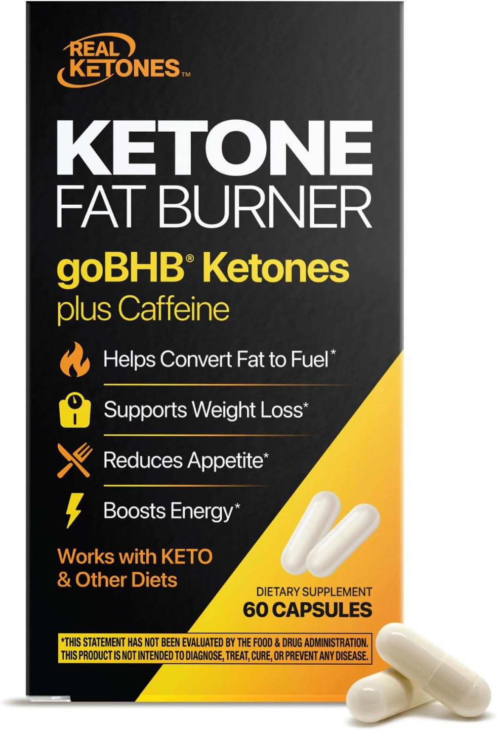 Belly Fat Burner for Men & Women – Clinically Validated goBHB Metabolism Booster and Appetite Suppressant for Weight Loss and Energy Support – 3rd Party Lab Tested Vegan & Non-GMO (60 Capsules)