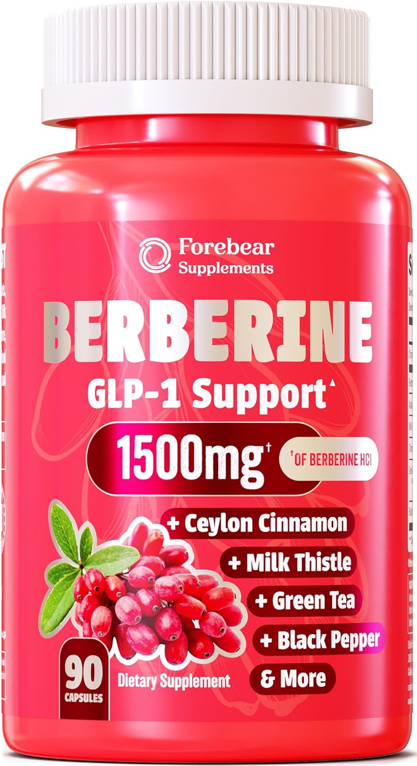 Berberine 1500mg GLP-1 Weight Loss Supplement Pills for Women & Men – Appetite Suppressant with Ceylon Cinnamon, Milk Thistle, Chromium Picolinate, Green Tea & Alpha Lipoic Acid – 90 Veggie Capsules