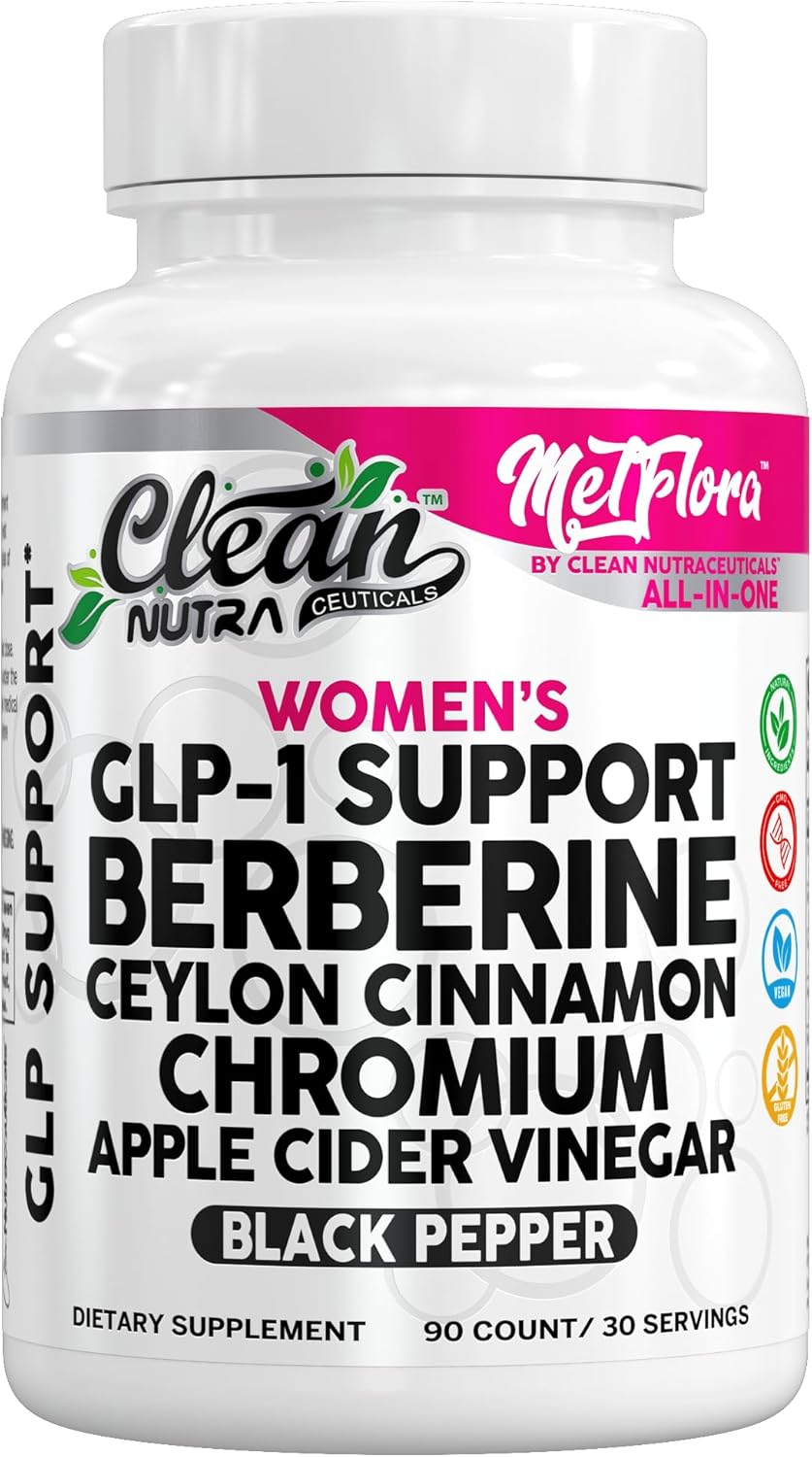 Berberine 1500mg Supplement with Apple Cider Vinegar Capsules – Women’s GLP-1 Support with Ceylon Cinnamon, Chromium Picolinate & Black Pepper Extract – Metabolic Wellness – 90 Vegetarian Capsules