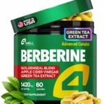 Berberine HCL 1200mg & Japanese Green Tea Extract 150mg – Berberine Supplement for Metabolic Support with Apple Cider Vinegar & Goldenseal, Body Composition, Digestive & Immune Support, 60 Capsules