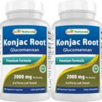 Best Naturals 2 Pack Konjac Glucomannan Root 2000 mg per Serving - 180 Vegetarian Capsules
