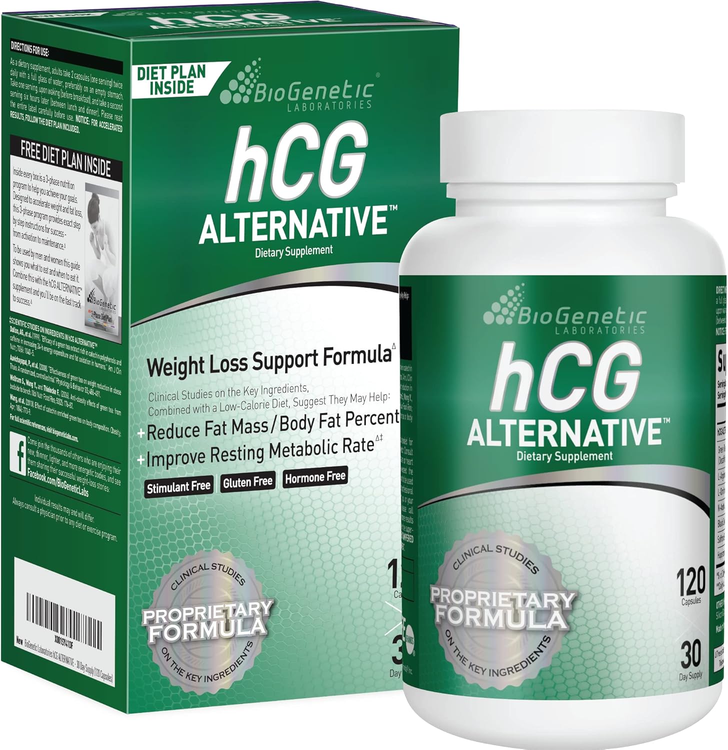 BioGenetic Laboratories hCG Alternative – Weight Loss Pills and Fat Burner for Men and Women – Boosts Metabolism Supports Healthy Diets – Alternative Formula – 30-Day Supply (120 Capsules per Bottle)