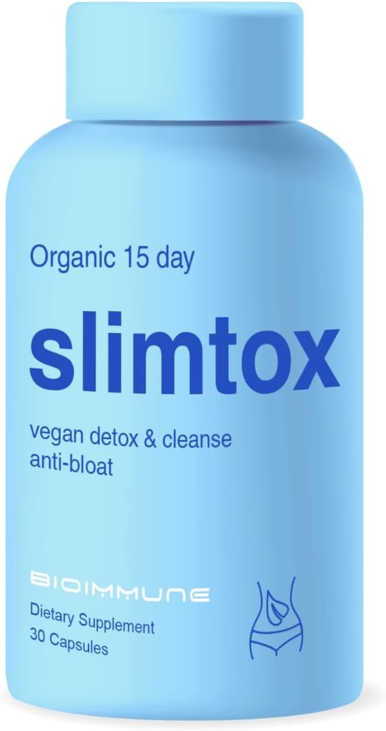 BioImmune Slimtox™ Organic 15 Day Colon Cleanse & Detox for Flat Stomach Less Bloat & LBS w/Probiotics – Constipation Relief – Flushes Toxins, Boosts Energy