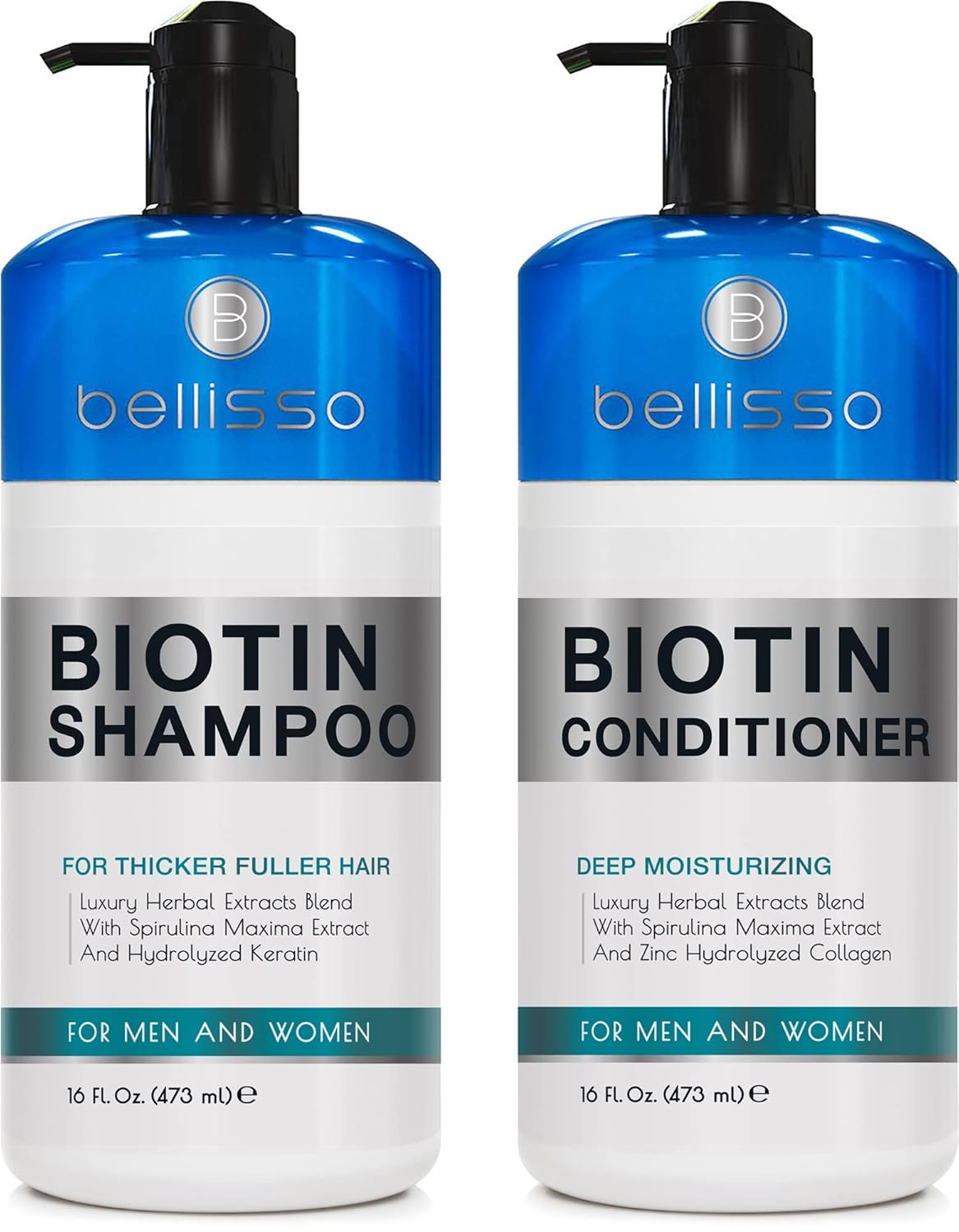 Biotin Shampoo and Conditioner Set – Sulfate and Paraben Free Treatment for Men and Women – Hair Thickening Volumizing Products to Help Boost Thinning Hair with Added Keratin