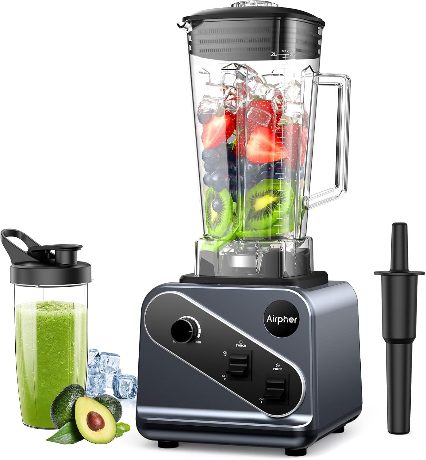 Blenders for Smoothies, 2000W Professional Blender, 68oz Large Capacity with 27oz To-Go cup, Kitchen Blender with 35000RPM to Make Soups, Jams, Frozen