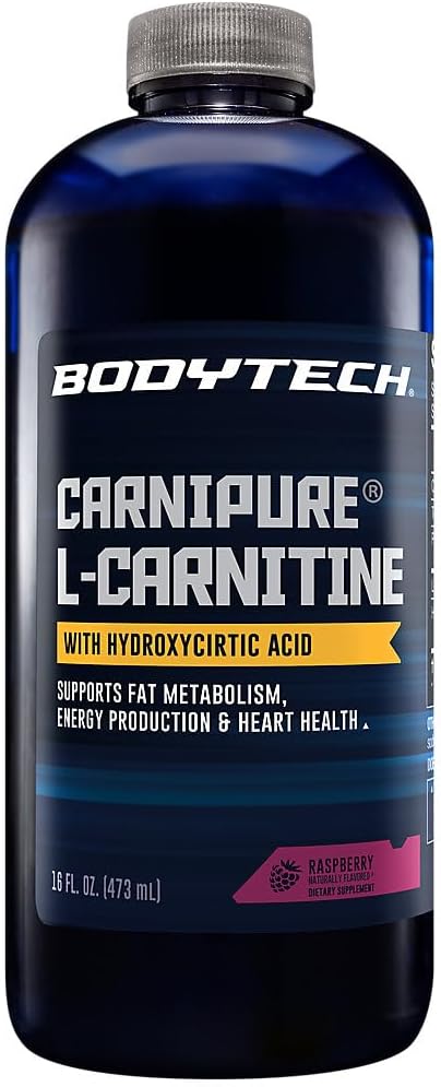 BodyTech L-Carnitine 1100mg – Supports Fat Metabolism, Energy Production & Muscle Recovery – Raspberry (16 fl oz)