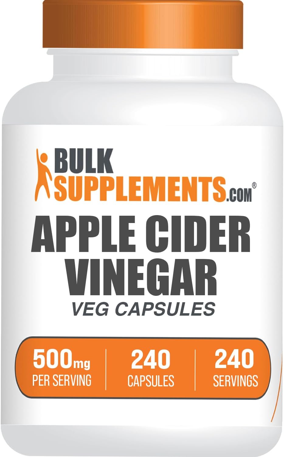 BulkSupplements.com Apple Cider Vinegar Capsules – ACV Capsules, Apple Cider Vinegar Supplements, Apple Cider Vinegar 500mg – Gluten Free, Capsule per Serving, 240 Capsules (Pack of 1)