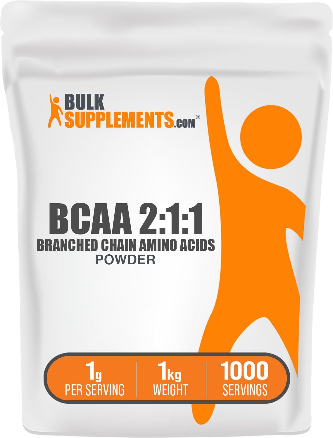 BulkSupplements.com BCAA 2:1:1 Powder – Branched Chain Amino Acids, BCAAs Amino Acids Powder – Unflavored & Gluten Free, 1g per Serving, 1kg (Pack of 5) (11 lbs)