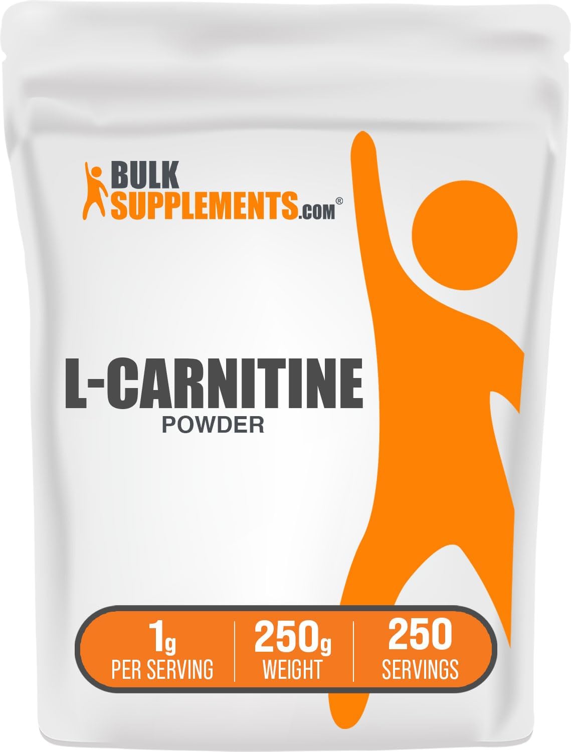 BulkSupplements.com L-Carnitine Powder – Carnitine Supplement, Amino Acid Supplement – Unflavored & Gluten Free, 1g per Serving, 250g (8.8 oz) (Pack of 1)