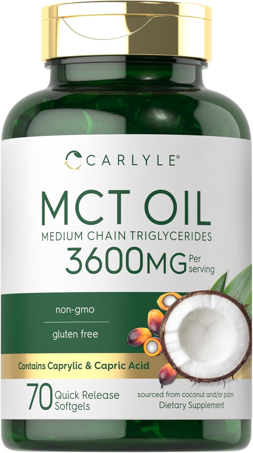 Carlyle MCT Oil Capsules | 3600mg | 70 Softgels | Keto Coconut Oil | with Caprylic & Capric Acid | Non-GMO and Gluten Free Supplement