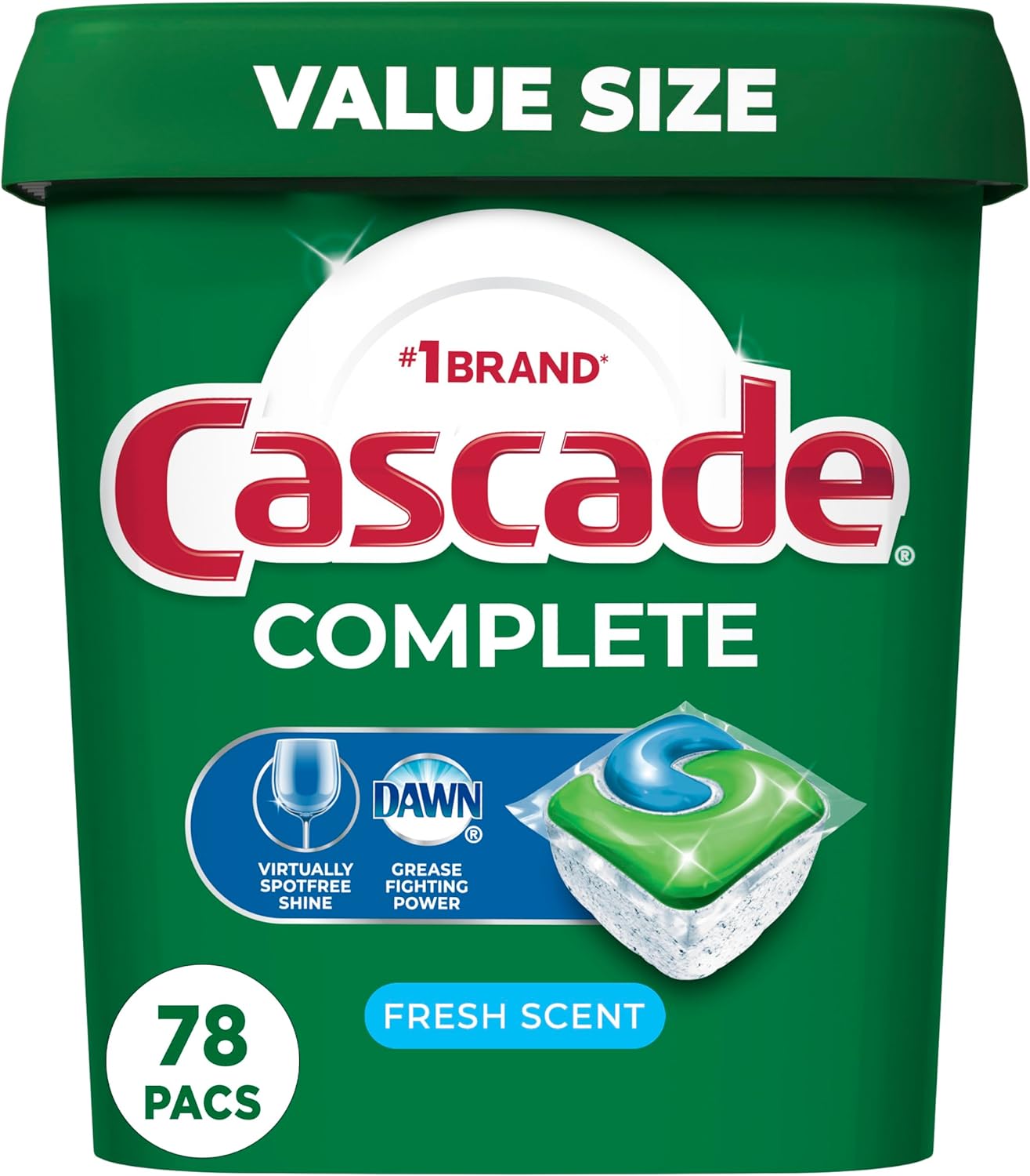 Cascade Complete Dishwasher Pods – Fresh Scent ActionPacs, Dishwasher Detergent, Dishwasher Soap, Detergent Pods, 78 Count