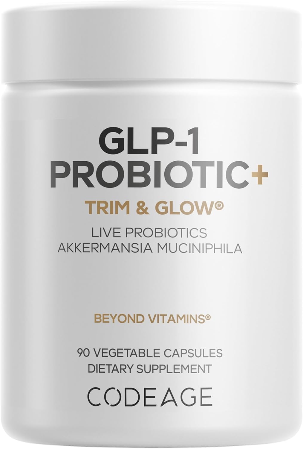 Codeage GLP-1 Probiotic+ – Live Probiotics Akkermansia, Clostridium, Bifidobacterium, Chicory Inulin Probiotic, Prebiotics & Postbiotics Supplement – 500 Million AFU, 3-Month Supply – 90 Capsules