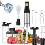 Consciot 10-in-1 Immersion Blender Handheld Max 1100W with Entire Stainless Steel Blender Shaft, Trigger Speed Control, 800ml Beaker, 600ml Chopper, Beaters, Frothers, Hooks, Masher, Whisk & 600ml Cup