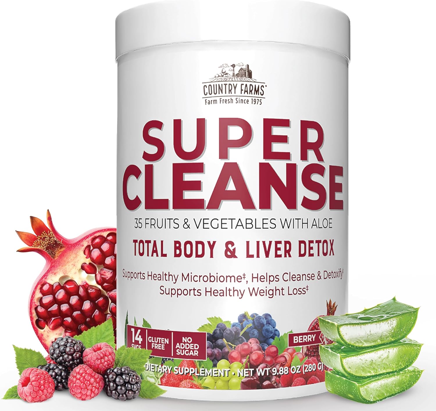 COUNTRY FARMS Super Cleanse, Super Juice Cleanse, Supports Healthy Digestive System, 34 Fruits and Vegetables, Promotes Natural Detoxification, Promote Healthy Weight Management, 28 Servings