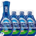 Dawn Powerwash Gain Original Dish Spray, Liquid Dish Soap, Dish Soap Refill, , 1 Starter Kit + 3 Refills, 64 Fl Oz Total (16 fl oz/bottle)