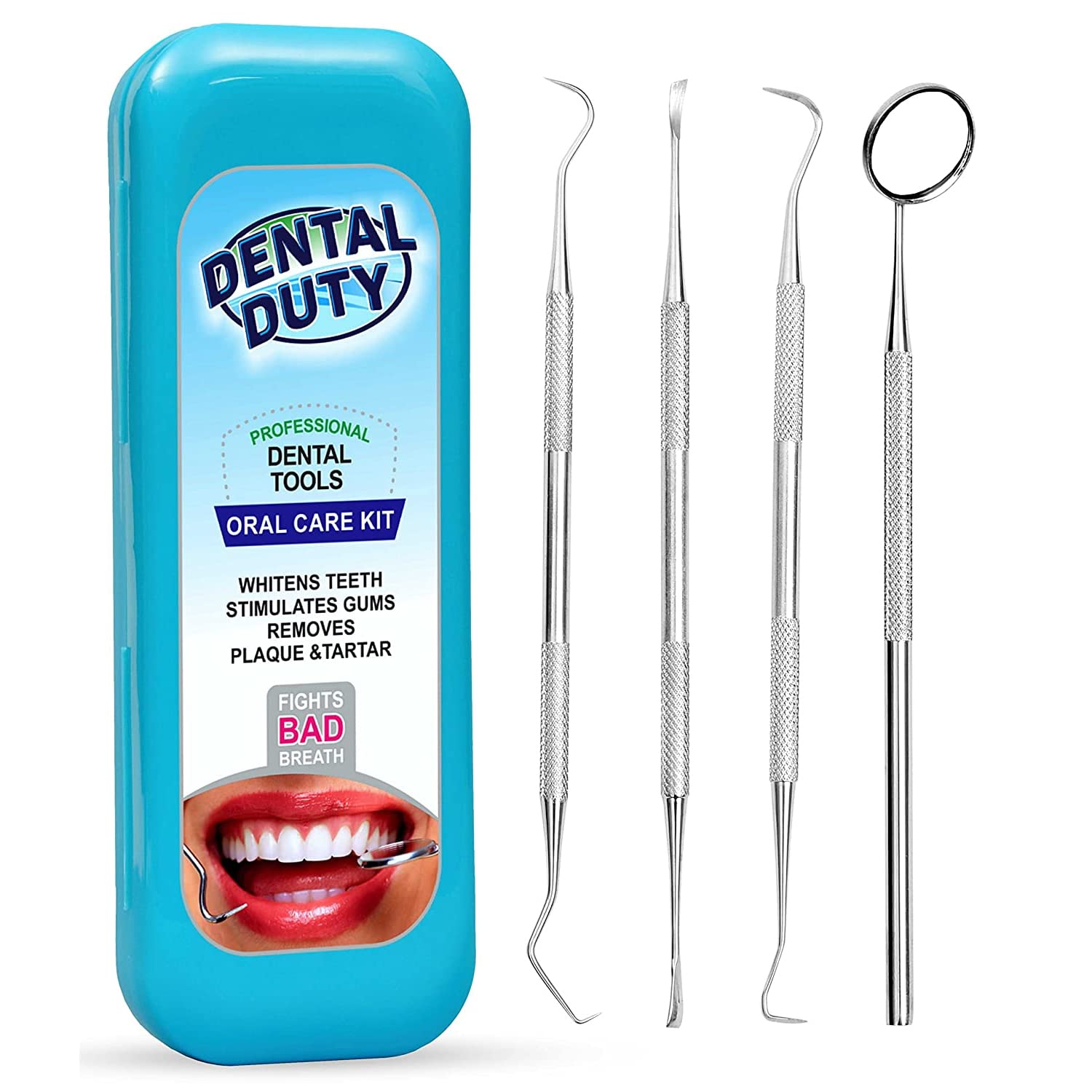 Dental Duty Dental Tools, Dental Pick for Teeth Cleaning Tools – Plaque Remover for Teeth with Teeth Cleaning Kit – Stainless Steel Dental Mirror for Teeth, Scraper and Scaler, (Aqua)