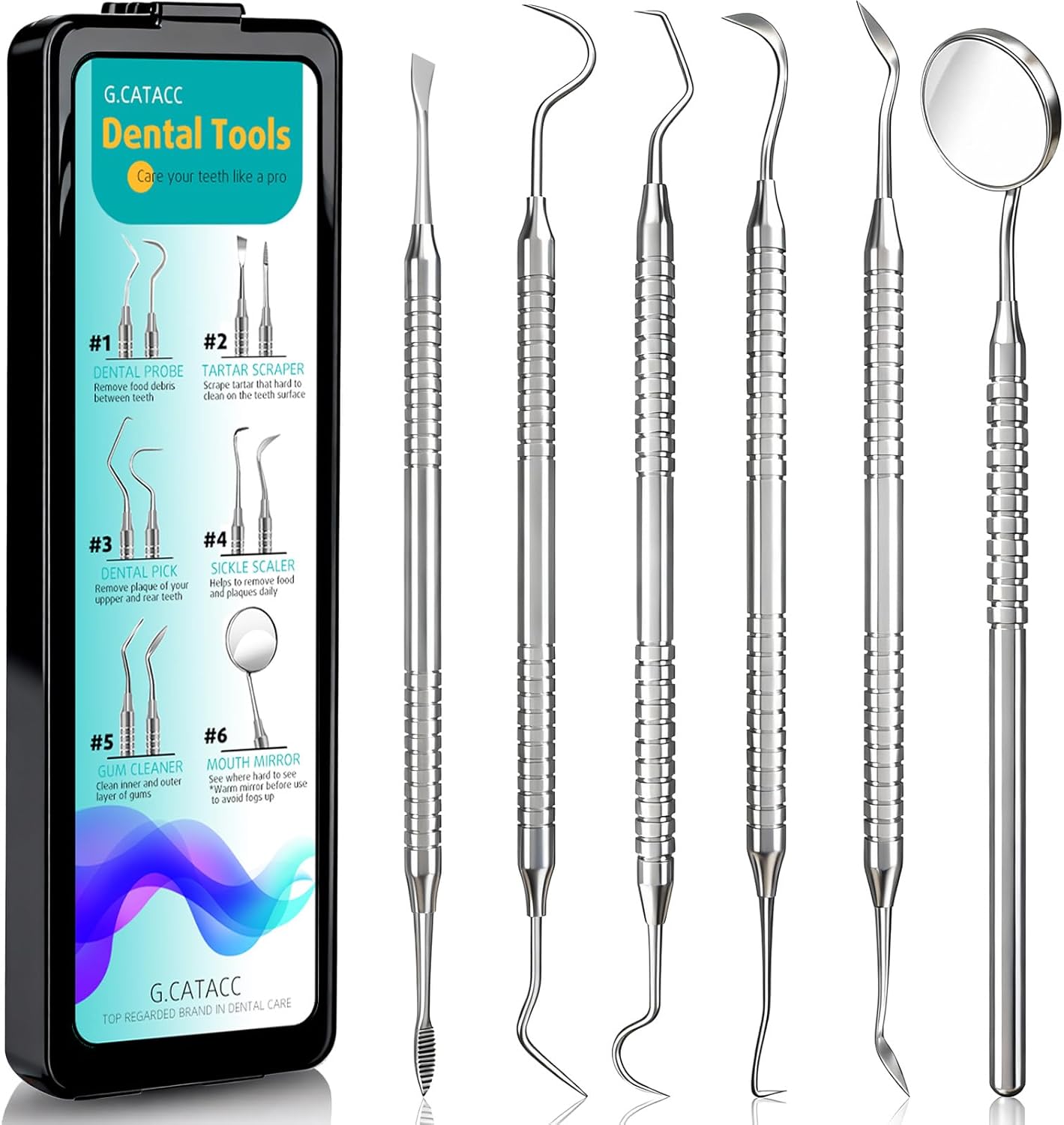 Dental Tools, Dental Pick for Teeth Cleaning, Stainless Steel Hygiene Kit with Tooth Scraper Plaque Tartar Remover – with Case