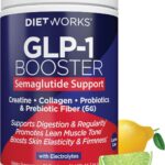DietWorks GLP-1 Booster – Daily Companion Drink Mix with 6g Prebiotic Fiber, Probiotics, Collagen & Creatine – Supports Gut Health, Hydration, Energy & Wellness – Lemon Lime Flavor, 30 Servings