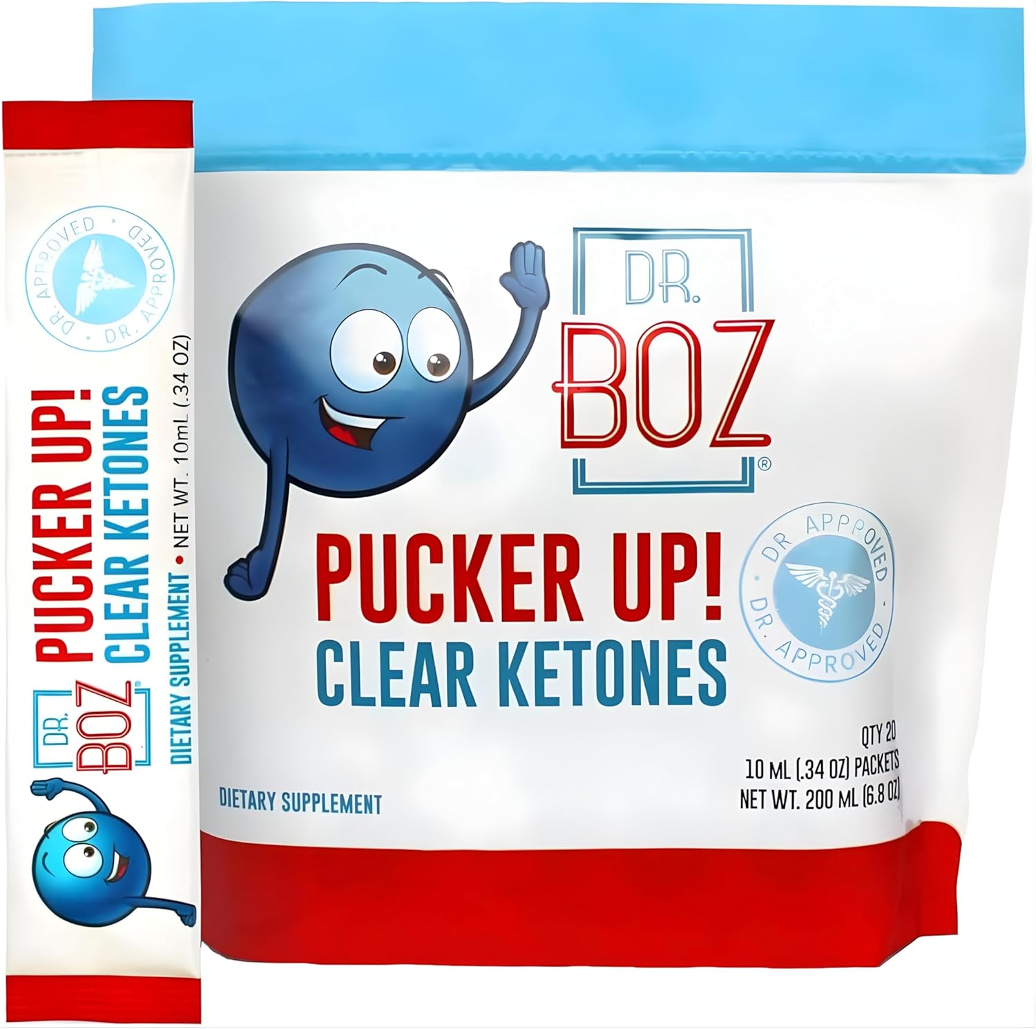 Dr. Boz – Pucker UP! Clear Ketones, 20 Packets – Pure Liquid BHB – Fast Acting Exogenous Ketones – Increase Energy & Clarity – Max Strength – Quality Tested – Made in USA – Keto Diet – 0.34oz (10ml)