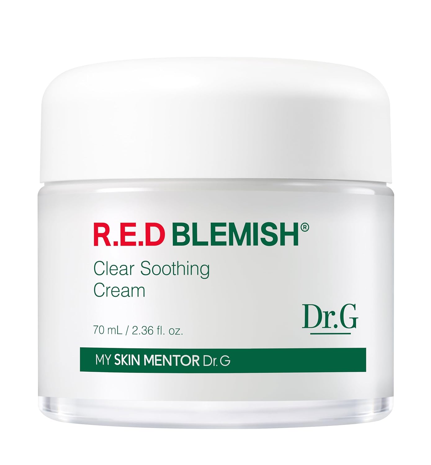 Dr. G R.E.D. Blemish Clear Soothing Cream – Calming Korean Moisturizer for Redness – Soothes Acne & Irritation – With Centella Asiatica – Long-Lasting Hydration – 2.36 fl oz