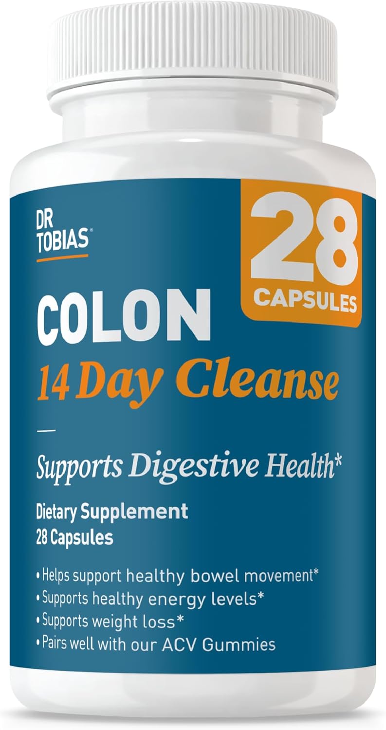 Dr. Tobias Colon Cleanse – Constipation Relief & Gut Health Support for Women & Men | 14 Day Colon Cleanser for a Gentle Colon Detox & Gut Flush – 28 Capsules (1-2 Daily)