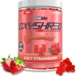 EHP Labs OxyShred Gummies - Pre Workout Gummies & Energy Chews with 100mg Caffeine, L-Carnitine for Thermo & Metabolic Support, All Natural Energy Boost - Strawberry Flavor – 60 Servings