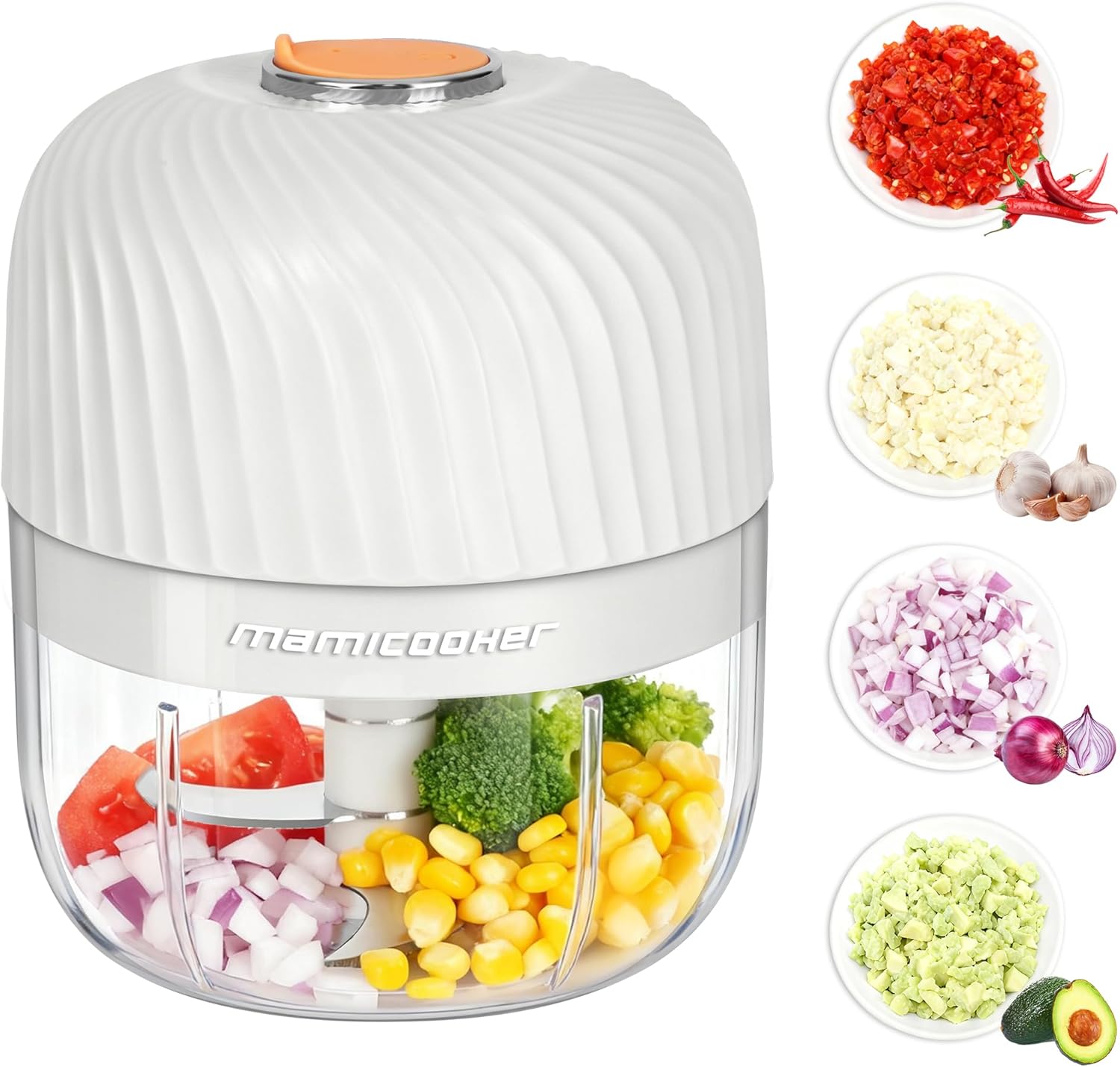 Electric Garlic Chopper, Mini Portable Veggie Chopper, 250ML Garlic Grinder Masher Onion Grinder, Blender to Vegetable, Wireless Food Processor for Ginger, Chili, Fruit, Meat, etc