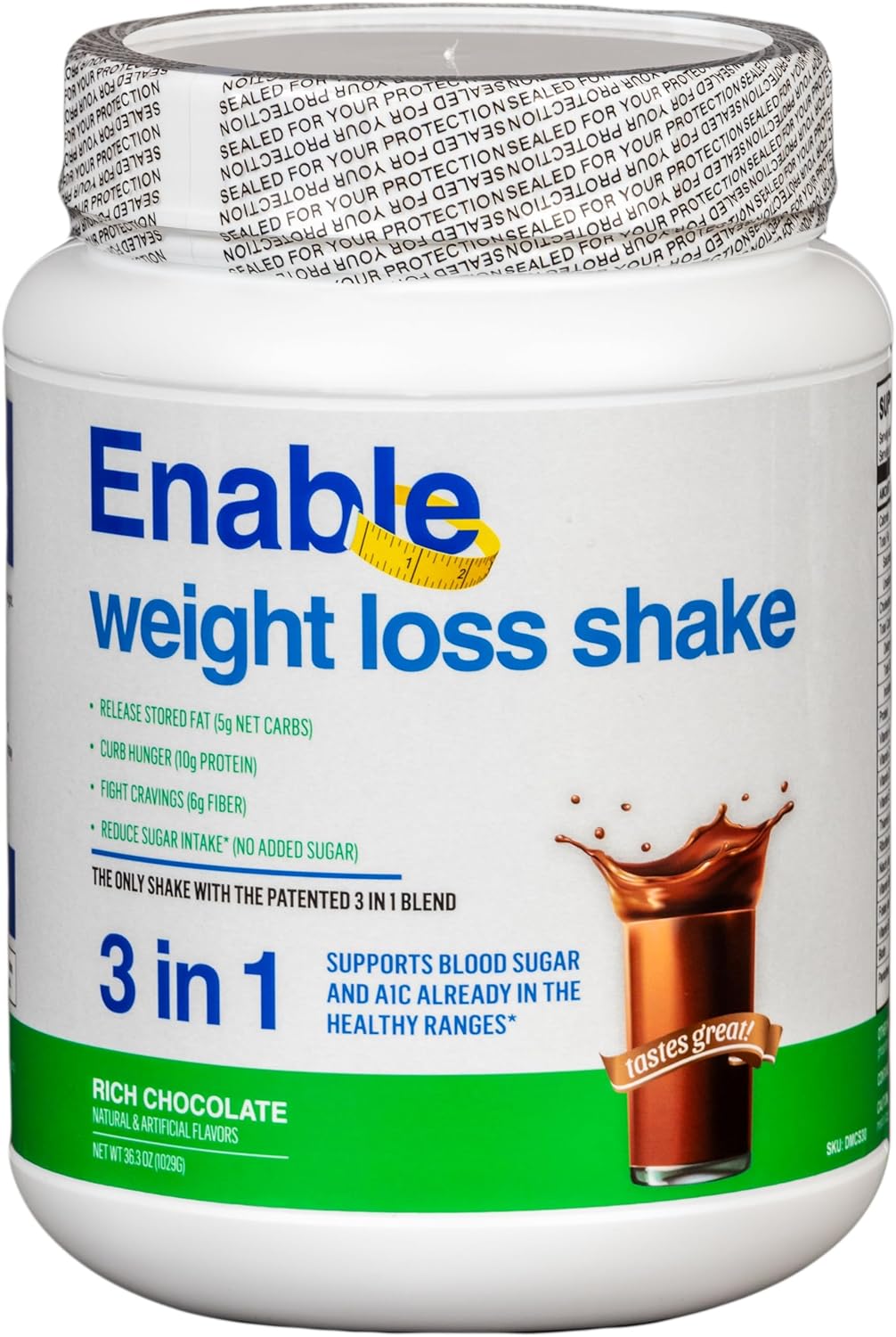 Enable Weight Loss Shake – Rich Chocolate Flavor for Delicious & Nutritious Meal Replacement, 2lb 11oz