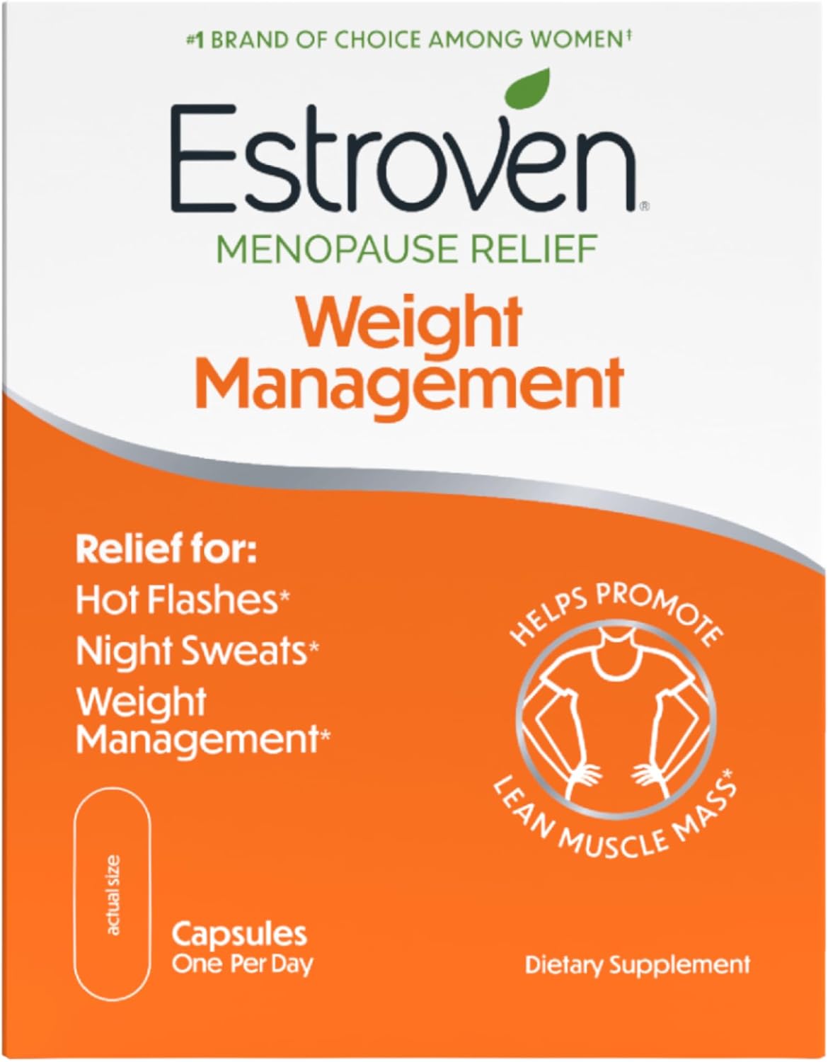 Estroven Weight Management for Menopause Relief – 30 Ct. – Clinically Proven Ingredients Help Manage Weight, Provide Night Sweats & Hot Flash Relief* Drug-Free & Gluten-Free Caplets