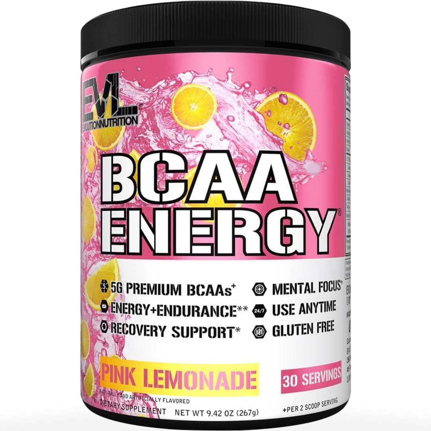 Evlution EVL BCAAs Amino Acids Powder – BCAA Energy Pre Workout Powder for Muscle Recovery Lean Growth and Endurance – Rehydrating Post Workout Recovery Drink with Natural Caffeine – Pink Lemonade