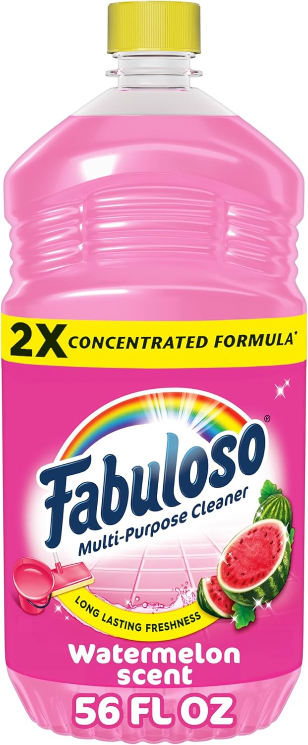 Fabuloso Multi-Purpose Cleaner and Floor Cleaner, 2X Concentrated Formula, Long-Lasting Freshness, Watermelon Scent, 56 fluid ounces