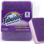 Fabuloso Scratch-Free Kitchen Dish Sponges, Purple Cellulose Scrubber Sponge with Scouring Pad for Dishes, Pots, Pans, Counters and Sinks, Tough on Messes, 4.25 x 2.75 x 1.25 in, 6 Count