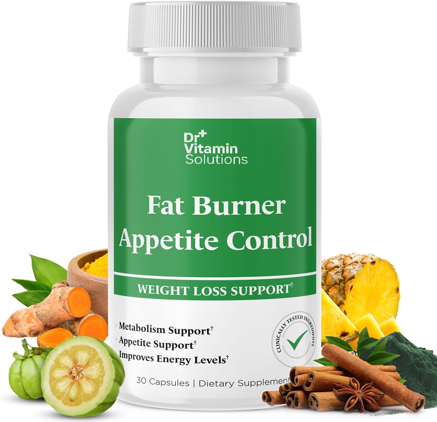 Fat Burner & Appetite Control Weight Loss Supplements for Women & Men – Metabolism Booster w/ L-Carnitine, CLA, Chromium – Appetite Suppressant for Weight Loss – 30 Capsules