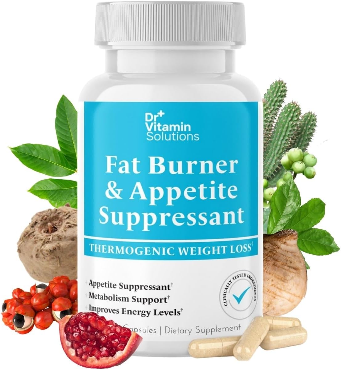 Fat Burner for Women & Men – Appetite Suppressant for Weight Loss – Pills w/Metabolism Booster Thermogenic Weight Loss Supplement – Chromium, Caffeine & Green Tea – 30 Capsules