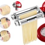 FavorKit Pasta Noodle Maker Attachment Set for KitchenAid Mixers Plus Hub Knob Screw Accessory Included Dough Sheet Roller, Spaghetti & Fettuccine Cutters-Unique Design