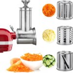 FavorKit Slicer Shredder Attachment for KitchenAid Mixers, Stainless Steel Cheese Grater Salad Maker Accessories with 3 Cutting Blades,Dishwasher Safe!