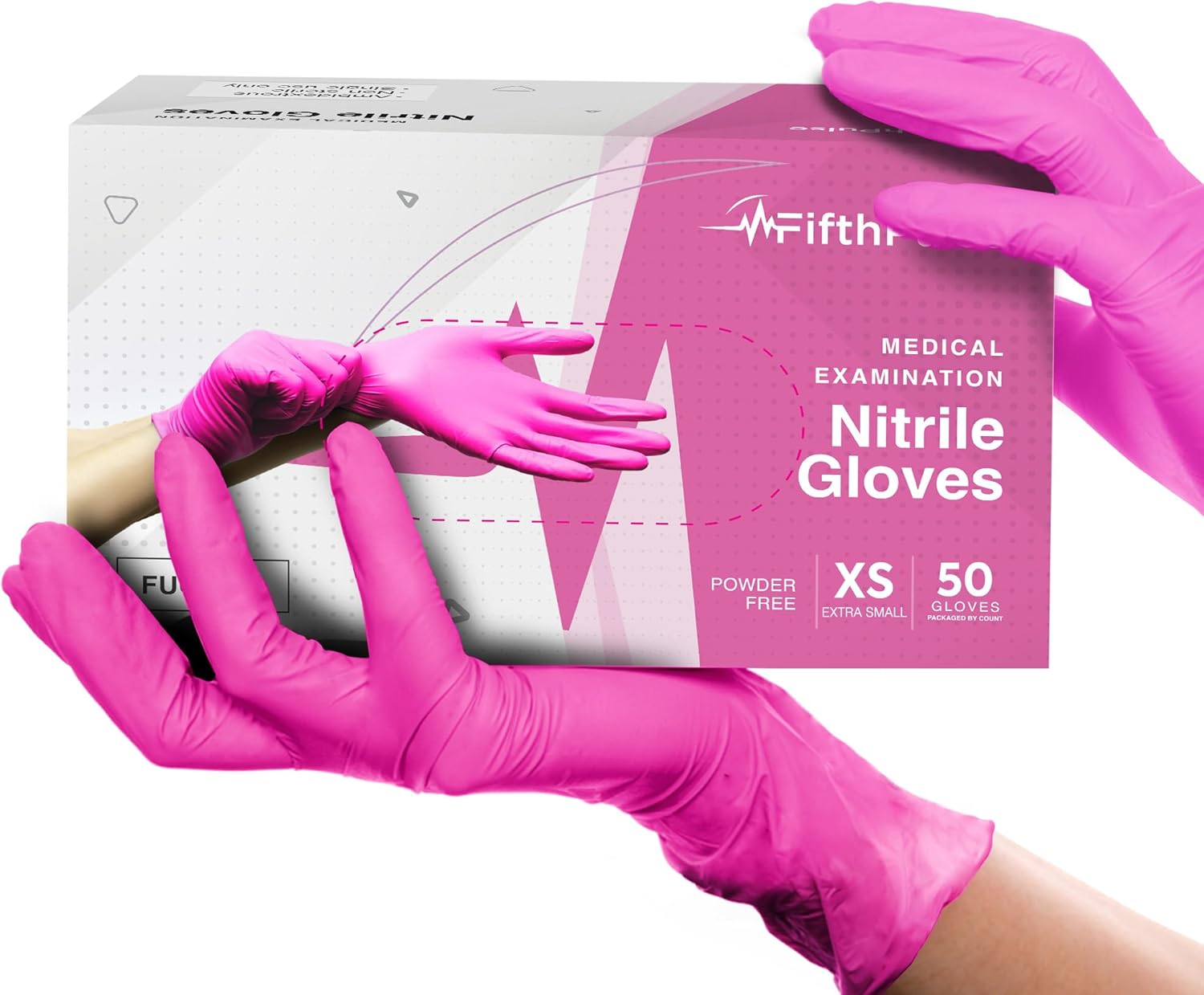 FifthPulse Fuchsia Hot Pink Nitrile Disposable Gloves – 3 Mil Nitrile – Powder and Latex Free – Surgical Medical Exam Gloves
