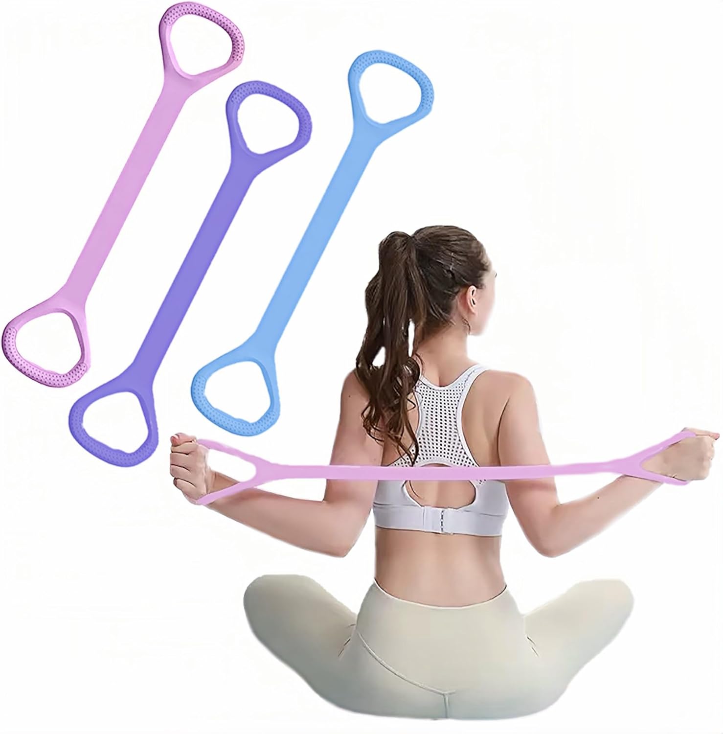 Figure 8 Resistance Band with Handles, Elastic Bands for Working Out,Arm,Back,Shoulder Training Elastic Ropes,Exercise Equipment for Yoga, Pilates,Physical Therapy Stretching